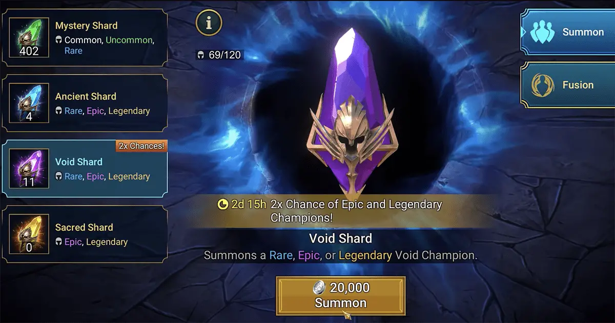 how to get void shards raid shadow legends